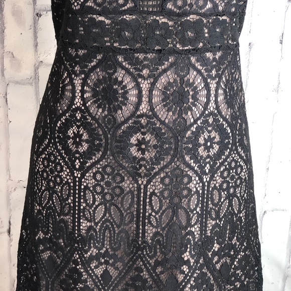 Loft black crochet lace sheath career wedding dres - Picture 3 of 10